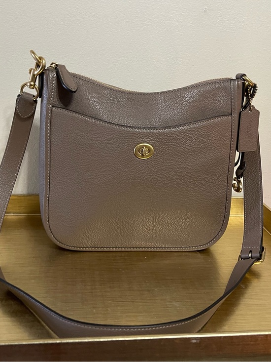 Coach Handbags - Coach Taupe Pebbled Leather Crossbody with Gold Hardware